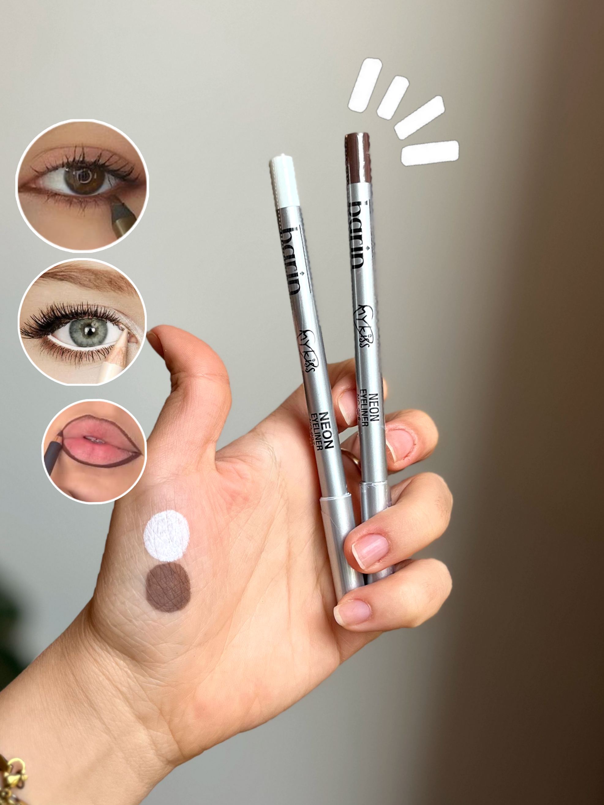 مداد شمعی ضدآب سفید و قهوه‌ای بارین